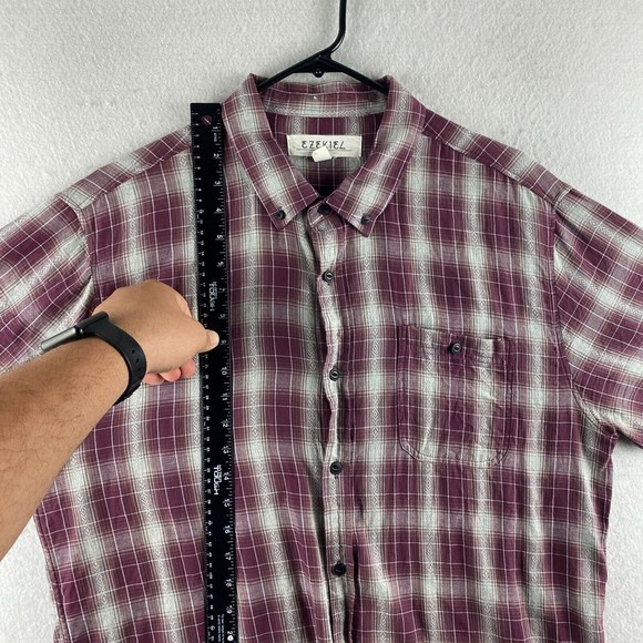 Ezekiel Button-Up Shirt Mens XL Multicolor Plaid Short Sleeve Button Collar - Picture 11 of 16